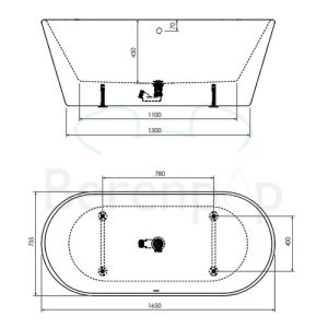 Clou InBe IB0540301 freestanding bath 165x73 acrylic white