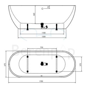 Clou InBe IB0540302 freestanding bath 170x67 acrylic white