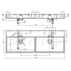 Clou Wash Me CL0213039 double sink 110x42cm aluite white