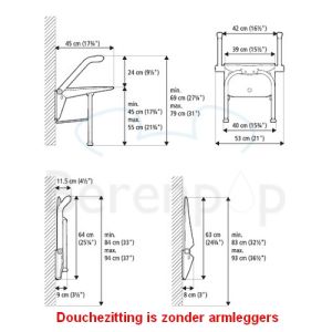 Etac Relax 81703030 shower seat with support legs white