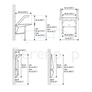 Etac Relax 81703040 shower seat with armrests and support legs white