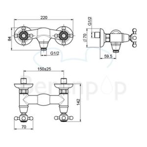 Fima Carlo Frattini Elizabeth F50851SN surface mounted shower mixer 2 handle brushed nickel
