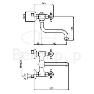 Fima Carlo Frattini Elizabeth F5086SN Wand Küchenarmatur 2-Griff gebürstetes Nickel