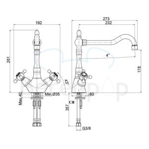 Fima Carlo Frattini Elizabeth F5087SN Küchenarmatur 2-Griff gebürstetes Nickel