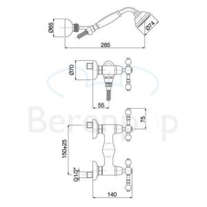 Fima Carlo Frattini Epoque F5055BR surface mounted shower mixer 2 handle with garnish bronze