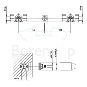 Fima Carlo Frattini F2240 installation part for 3-hole wall-mounted washbasin tap