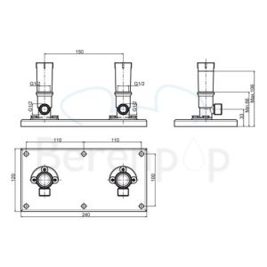 Fima Carlo Frattini F2302 installation part for free-standing bath mixer