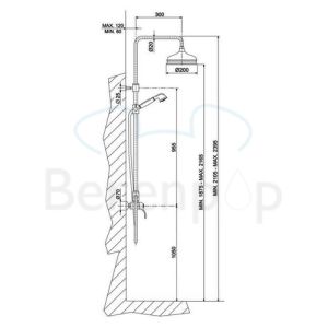 Fima Carlo Frattini Lamp F33052OR surface mounted shower mixer 1-handle with shower set gold