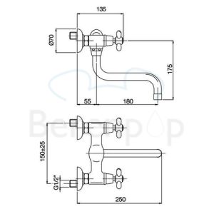 Fima Carlo Frattini Olivia F5006SN Wand Küchenarmatur 2-Griff gebürstetes Nickel
