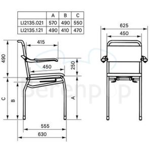 Handicare (Linido) LI2135021102 shower/toilet chair (seat height 610mm) steel coated white