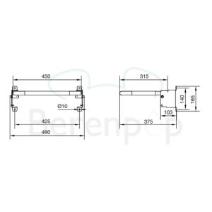 Handicare (Linido) LI2201001402 shower seat (with shortened seat depth) stainless steel coated white