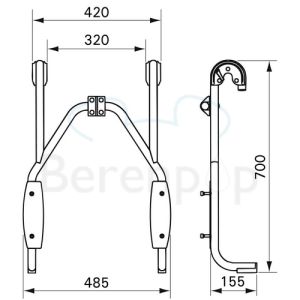 Handicare (Linido) LI2216001411 hanging frame for shower seat stainless steel coated anthracite