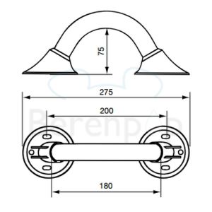Handicare (Linido) LI2611020200 wall bracket Ergogrip 200mm stainless steel polished (white covers)