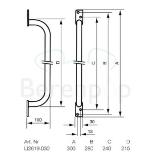 Handicare (Linido) LI2619030102 frame bracket 300mm steel coated white