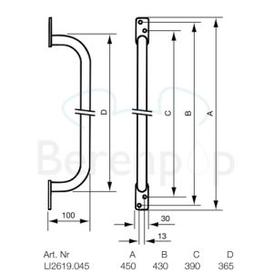 Handicare (Linido) LI2619045102 frame bracket 450mm steel coated white