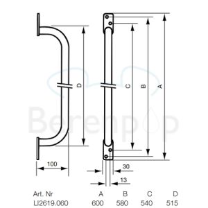 Handicare (Linido) LI2619060102 frame bracket 600mm steel coated white