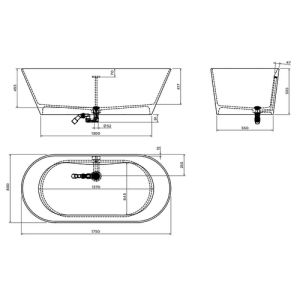 Clou Solium CL0570010 freestanding bathtub 175x80 aluite matte white