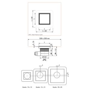 Easy Drain Aqua Jewels Quattro AJQ10X10ZM shower drain 10x10cm side spout
