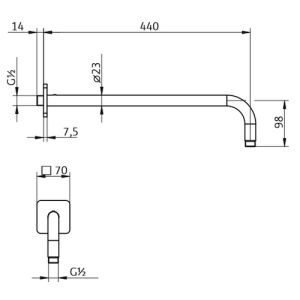 HSK Shower & Co! 1180005 wall spout with cover plate Softcube 440mm chrome