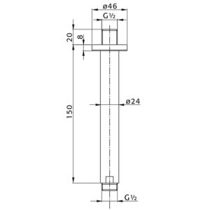 Pure BV15 ceiling spout 150mm chrome