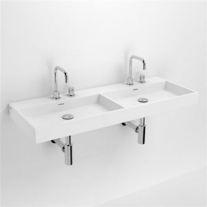 Clou Wash Me CL0226039 double sink 110x42cm mineral marble white