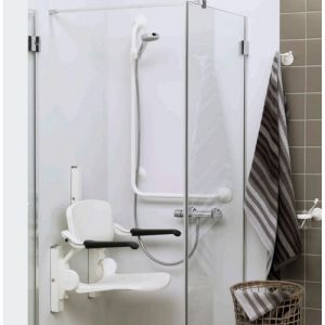 Handicare (Linido) LI2203200602 shower seat with backrest and armrests folding white